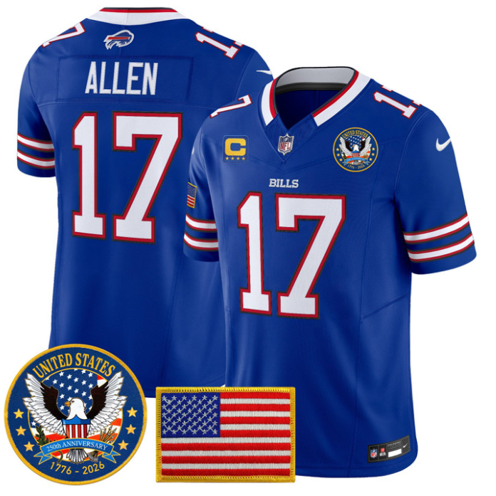 Josh Allen Jersey #17 United States 250th Anniversary Patch Stitched