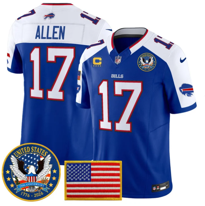 Josh Allen Jersey #17 United States 250th Anniversary Patch Stitched