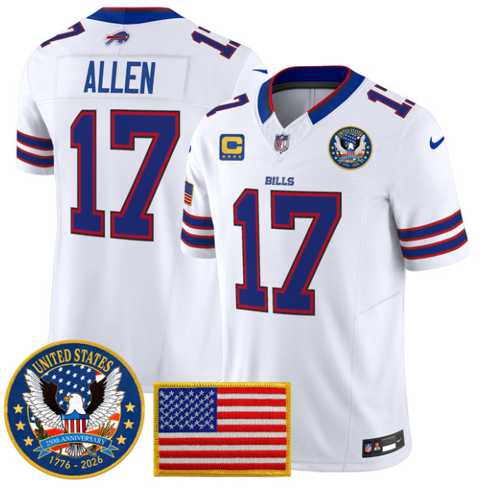 Josh Allen Jersey #17 United States 250th Anniversary Patch Stitched