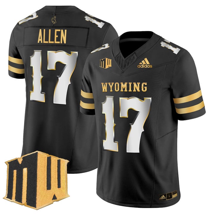 Josh Allen Jersey #17 Wyoming Cowboys 2025 Gold Vapor Stitched