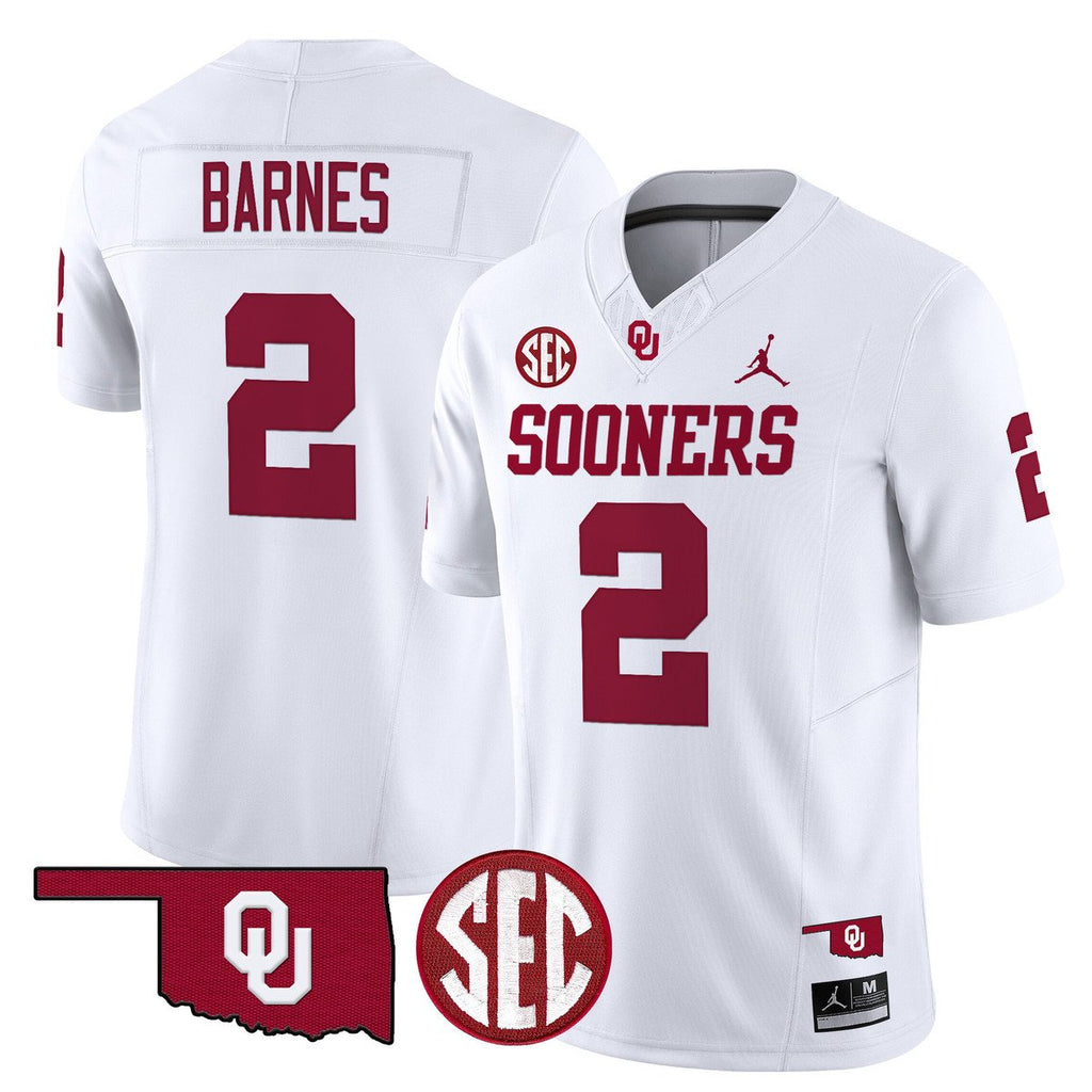 Jovantae Barnes Jersey #2 Oklahoma Sooners 2025 Limited Stitched White
