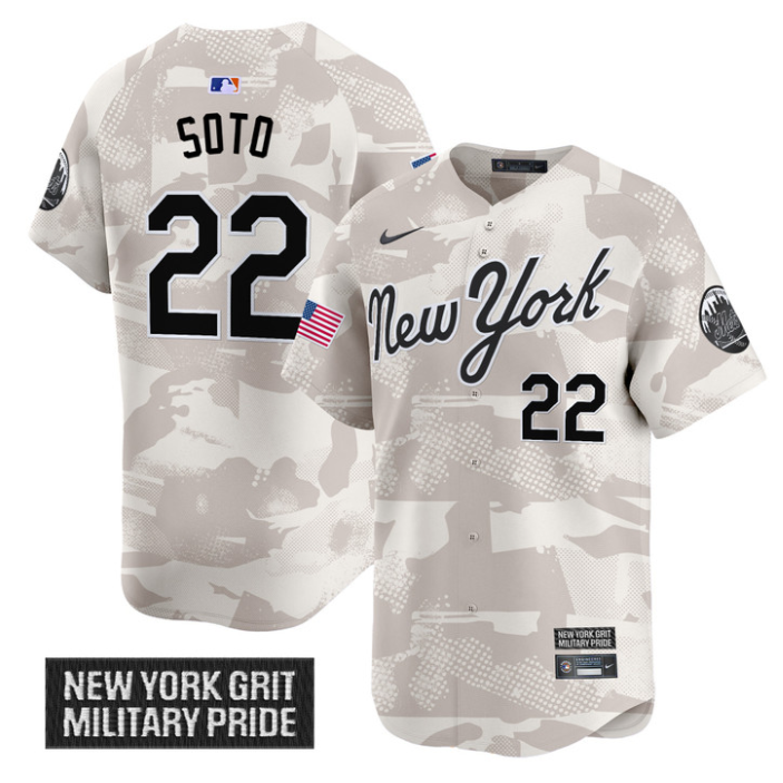 Juan Soto Jersey #22 New York Mets 2025 Armed Forces Day Vapor Stitched Camo