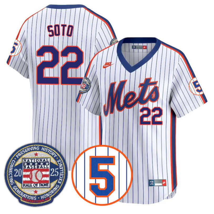 Juan Soto Jersey #22 New York Mets Hall of Fame Gold Stitched Throwback
