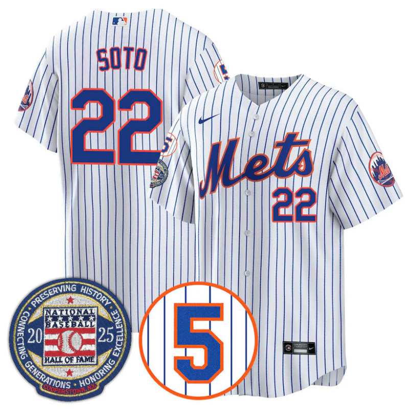 Juan Soto Jersey #22 New York Mets Hall of Fame Gold Stitched White