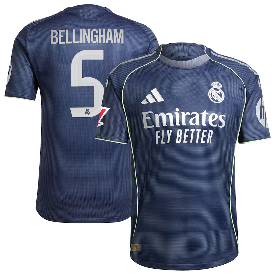Jude Bellingham 5 Real Madrid 2025-26 Away Jersey – Blue