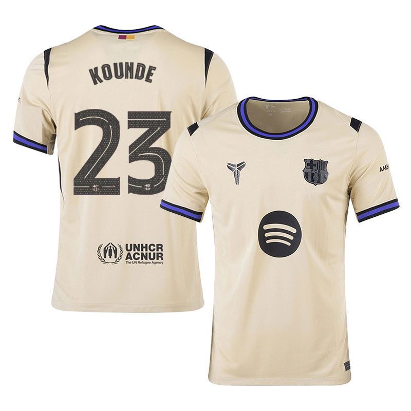 Jules Kounde #23 Barcelona 2025-26 Away Jersey – Cream
