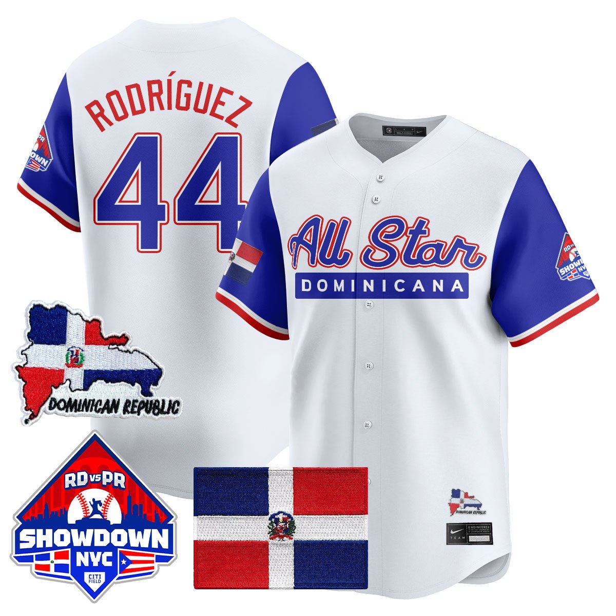 Julio Rodríguez Jersey #44 Dominican Republic Baseball All-Star 2025 Blue Sleeves