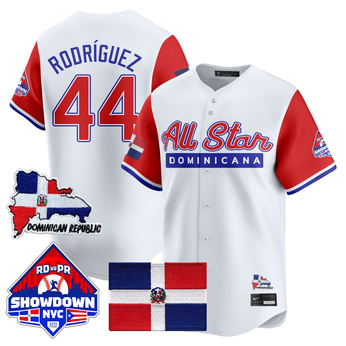 Julio Rodríguez Jersey #44 Dominican Republic Baseball All-Star 2025 Red Sleeves