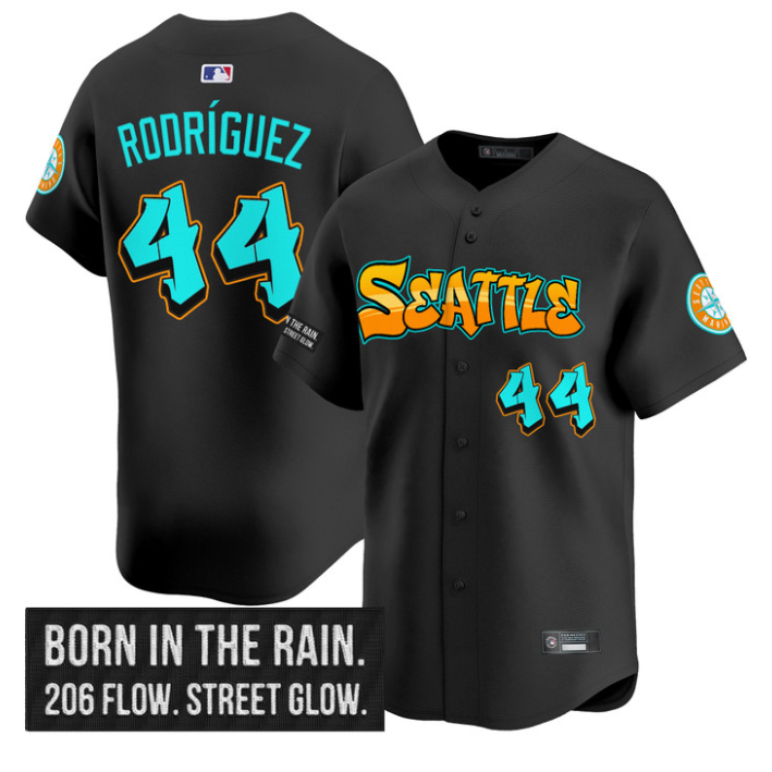 Julio Rodríguez Jersey #44 Seattle Mariners Graffiti Emerald Drop Edition Black