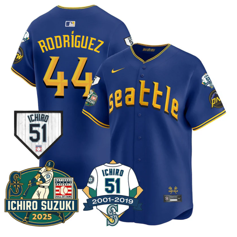 Julio Rodríguez Jersey #44 Seattle Mariners Ichiro Suzuki Stitched City Connect