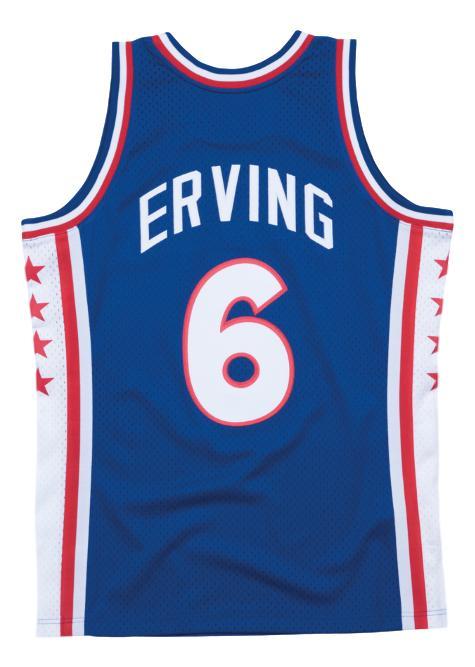 Julius Erving Dr J Jersey #6 Philadelphia Basketball Sewn Blue