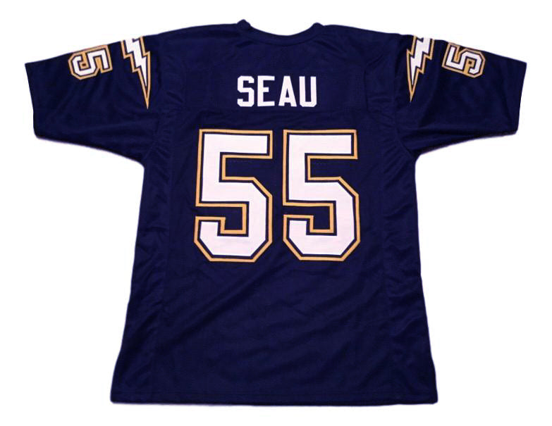 Junior Seau CUSTOM STITCHED Unsigned Football Jersey Blue