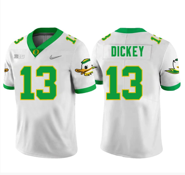 Jurrion Dickey Jersey #13 Oregon Ducks Football White