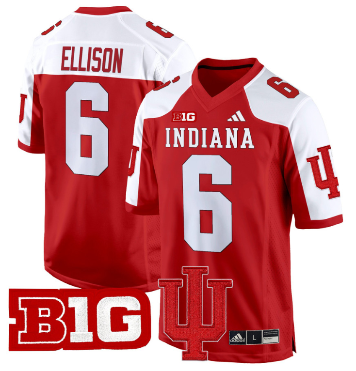 Justice Ellison Jersey #6 Indiana Hoosiers 2024 Game V2 Football Crimson Alternate