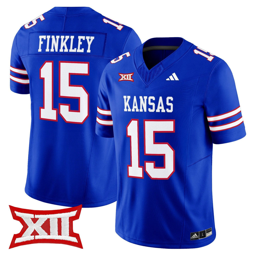 Justice Finkley Jersey #15 Kansas Jayhawks 2025 Vapor Limited Stitched Royal
