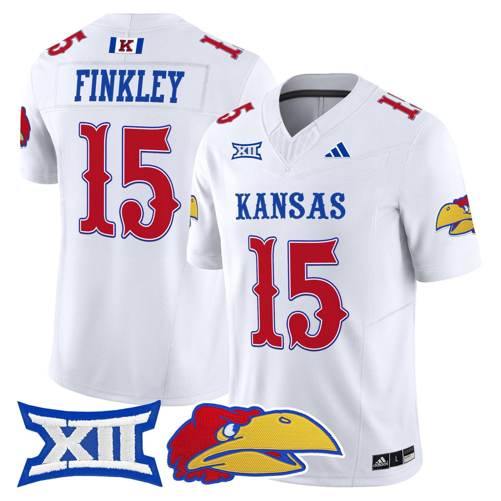 Justice Finkley Jersey #15 Kansas Jayhawks 2025 Vapor Limited Stitched White