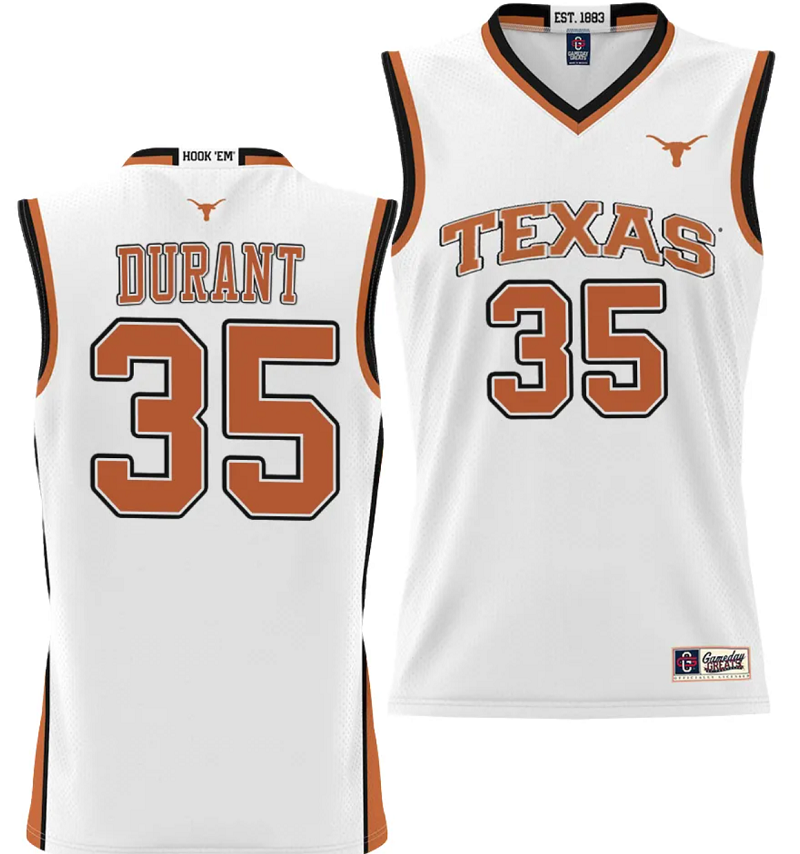 Kevin Durant Jersey #35 Texas Longhorns NIL College Basketball Lightweight White