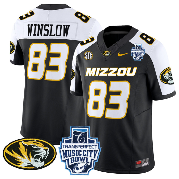 Kellen Winslow Jersey #83 Missouri Tigers 2024 Music City Bowl Black Alternate