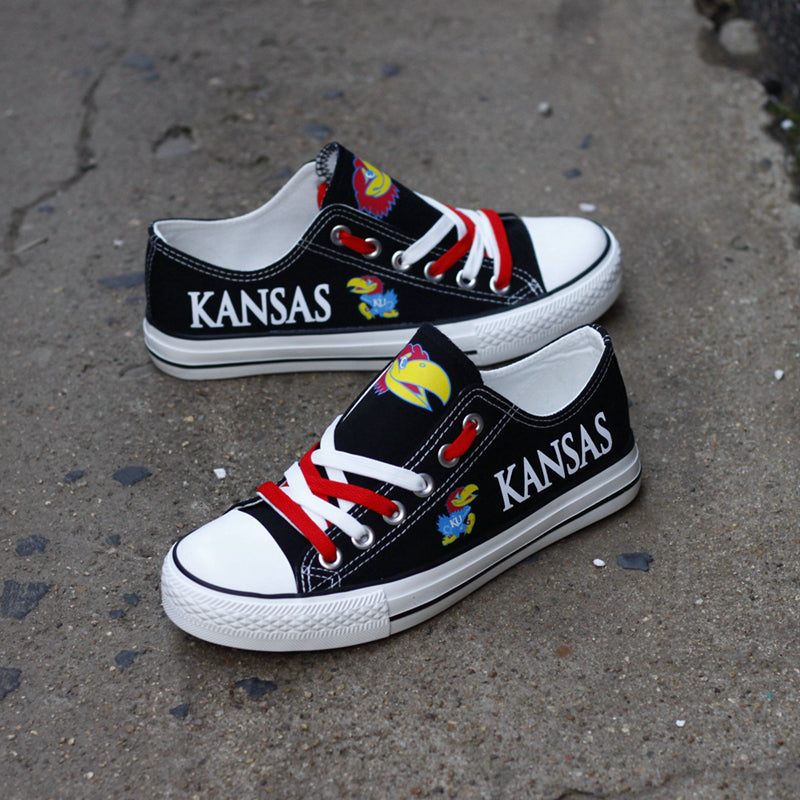 Kansas Jayhawks Limited Print NCAA College Students Low Top Canvas Shoes Sport Sneakers