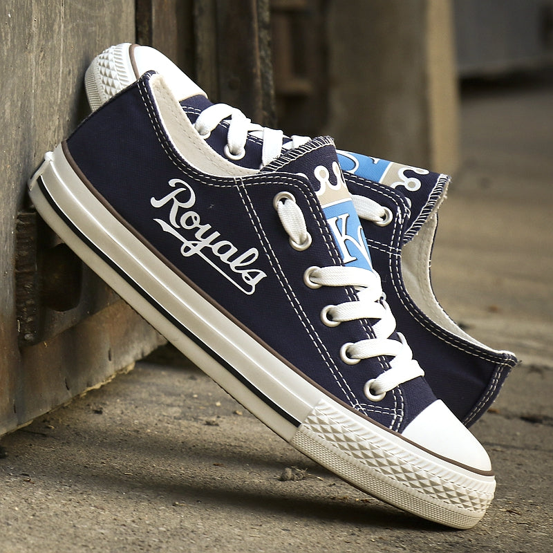 Kansas City Royals Limited Print MLB Baseball Fans Low Top Canvas Shoes Sport Sneakers T-D833L
