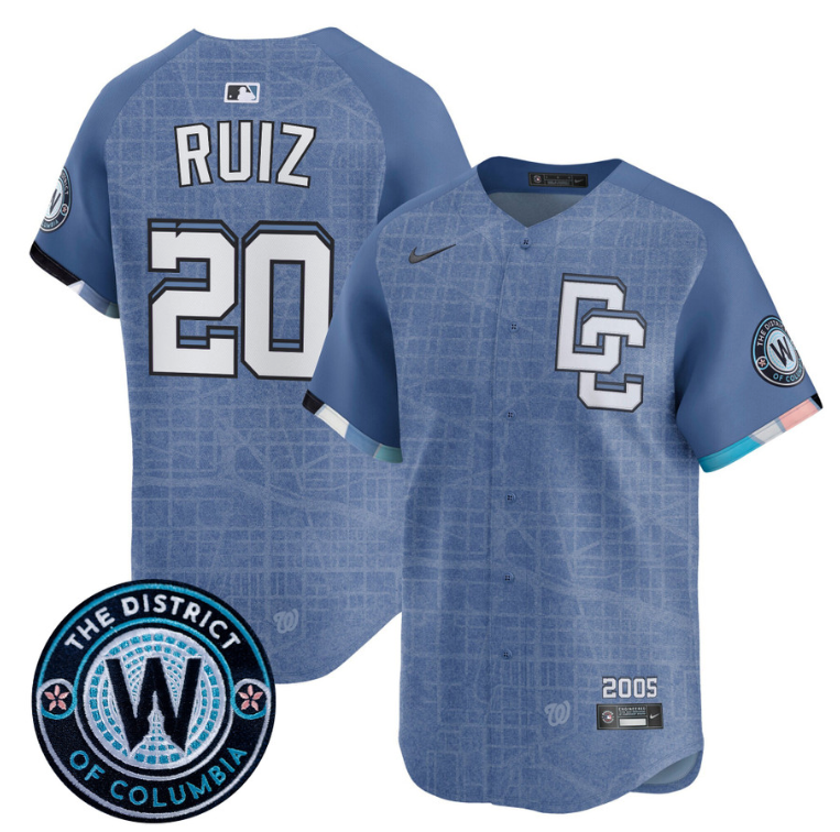Keibert Ruiz Jersey #20 Washington Nationals 2025 City Connect Premier Limited Stitched Blue