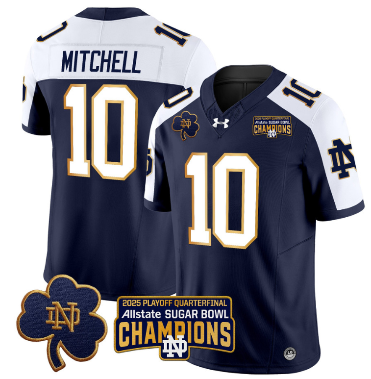 Kris Mitchell Jersey #10 Notre Dame 2025 Sugar Bowl Champions Navy Alternate