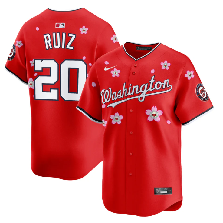 Keibert Ruiz Jersey #20 Washington Nationals Cherry Blossom Vapor Premier Limited Stitched Red