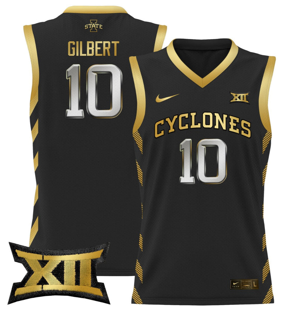 Keshon Gilbert Jersey #10 Iowa State 2024 Lightweight Basketball Black Gold