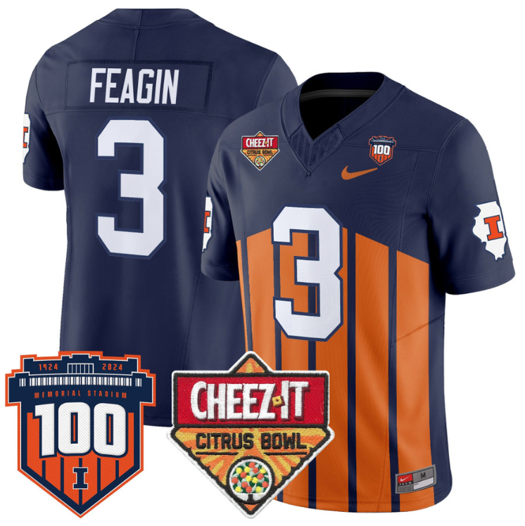 Kaden Feagin Jersey #3 Illinois Fighting 2025 Cheez-It Citrus Bowl Throwback