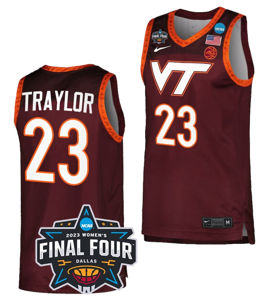 Kayana Traylor Jersey Virginia Tech Hokies College Basketball 2023 NCAA March Madness Final Four Maroon #23