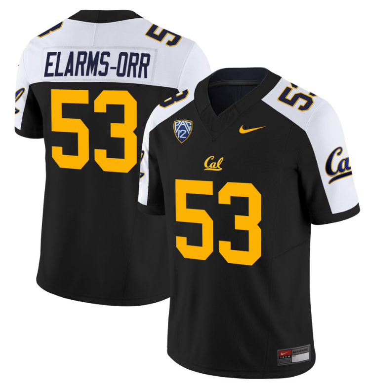 Kaleb Elarms-Orr Jersey #53 California Golden Bears Stitched Black Alternate