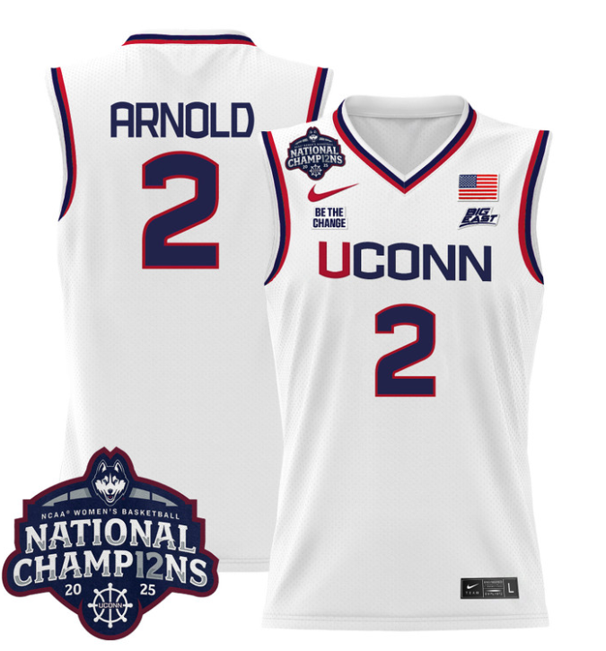 KK Arnold Jersey #2 UConn Huskies 2025 National Champions Patch White