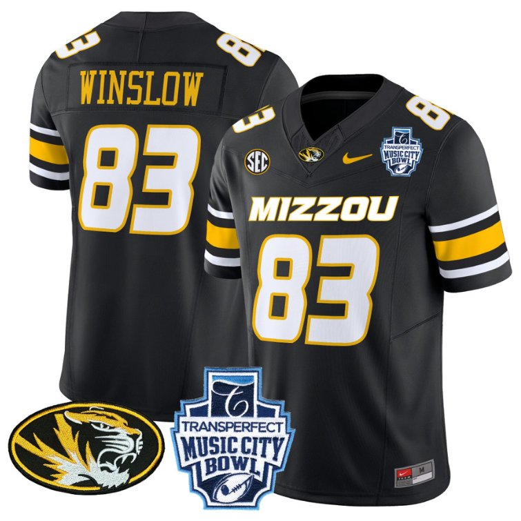 Kellen Winslow Jersey #83 Missouri Tigers 2024 Music City Bowl Black