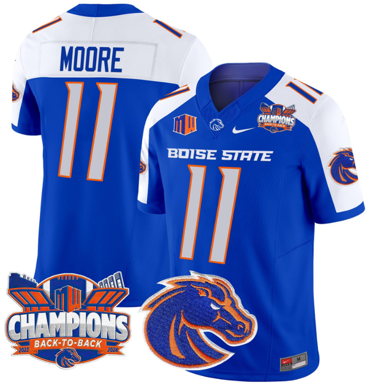 Kellen Moore Jersey #11 Boise State Broncos Back To Back Champions Royal Alternate