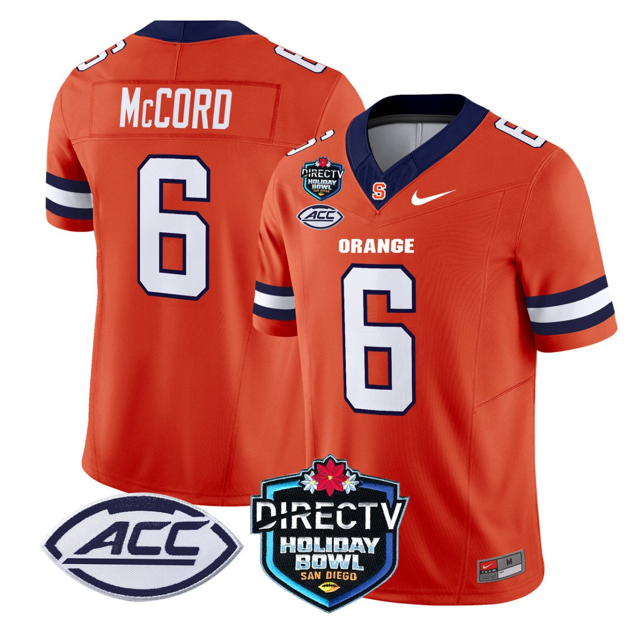 Kyle McCord Jersey #6 Syracuse Orange 2025 Holiday Bowl Patch Orange