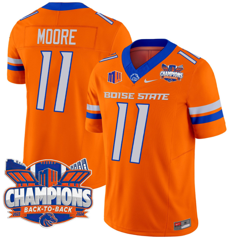 Kellen Moore Jersey #11 Boise State Broncos Back To Back Champions Orange