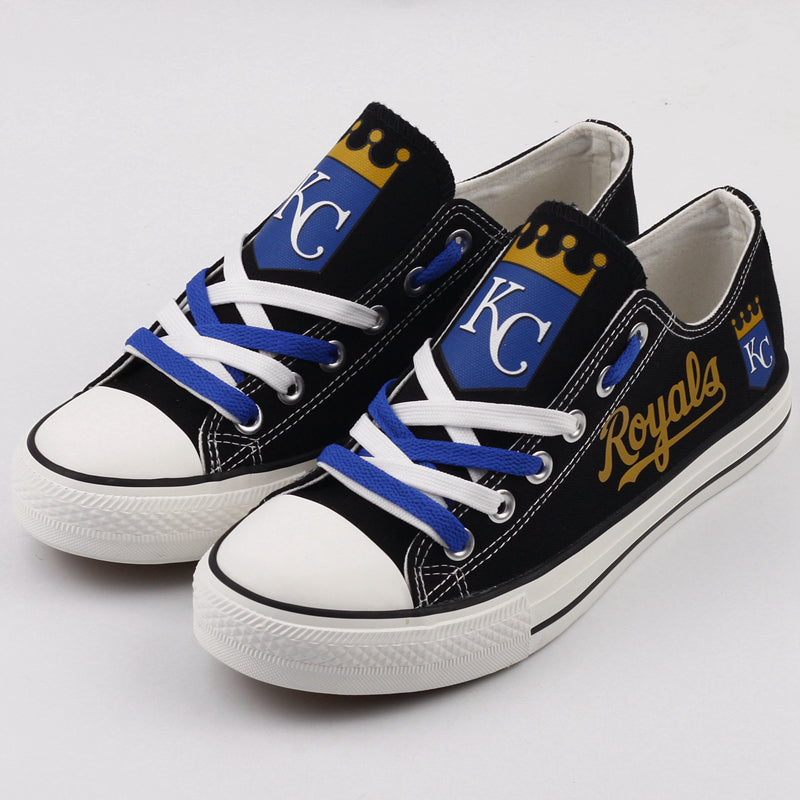 Kansas City Royals Limited Print MLB Baseball Fans Low Top Canvas Shoes Sport Sneakers T-DJ173H