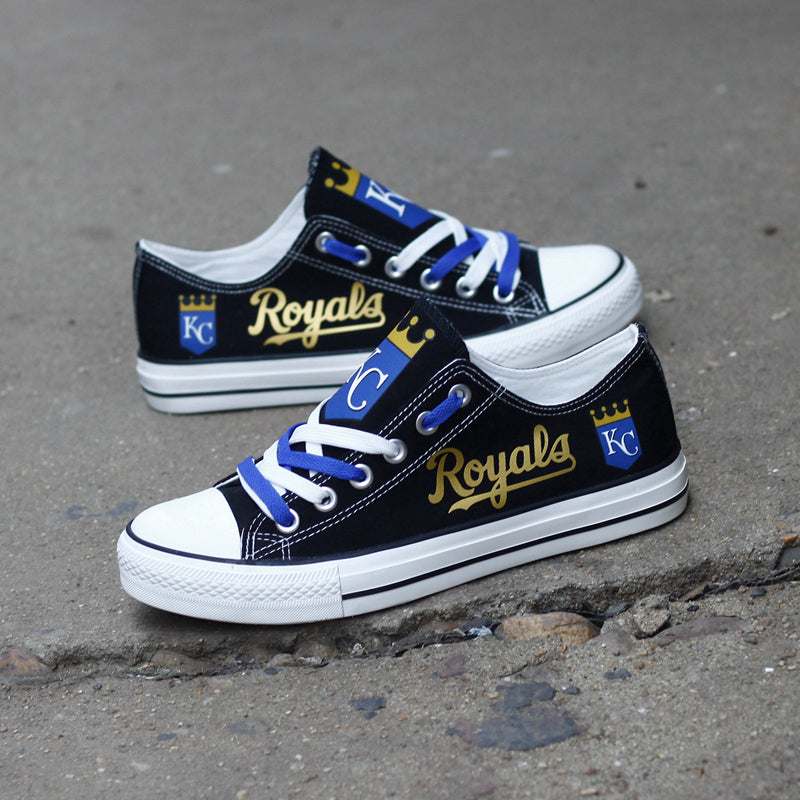 Kansas City Royals Limited Print MLB Baseball Fans Low Top Canvas Shoes Sport Sneakers T-DJ173H