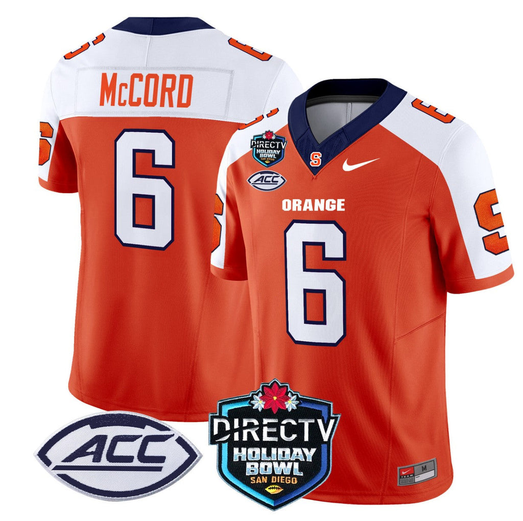 Kyle McCord Jersey #6 Syracuse Orange 2025 Holiday Bowl Patch Orange Alternate