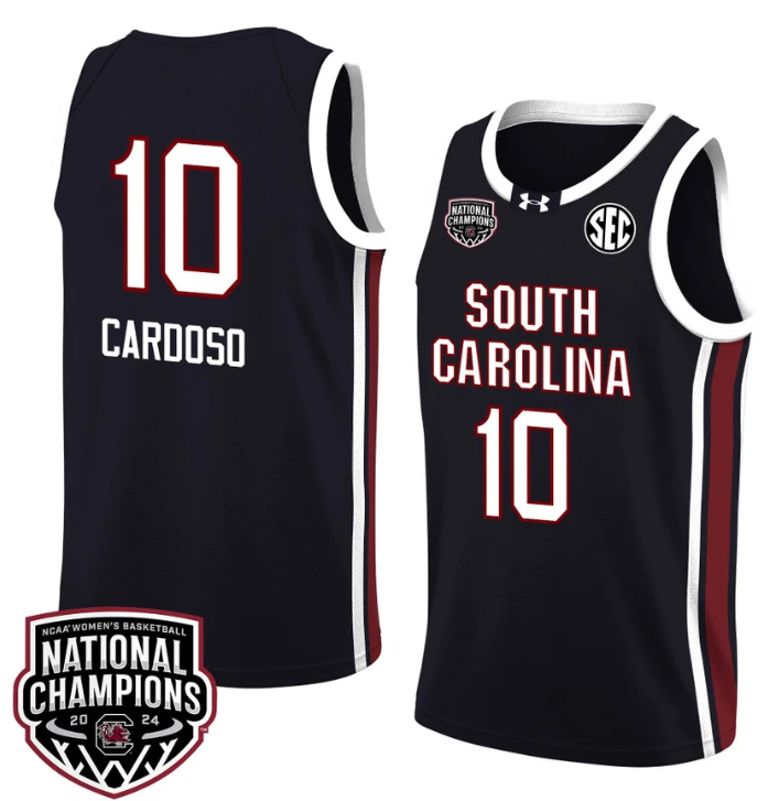 Kamilla Cardoso Jersey #10 South Carolina Gamecocks 2024 NCAA Basketball National Champions Black
