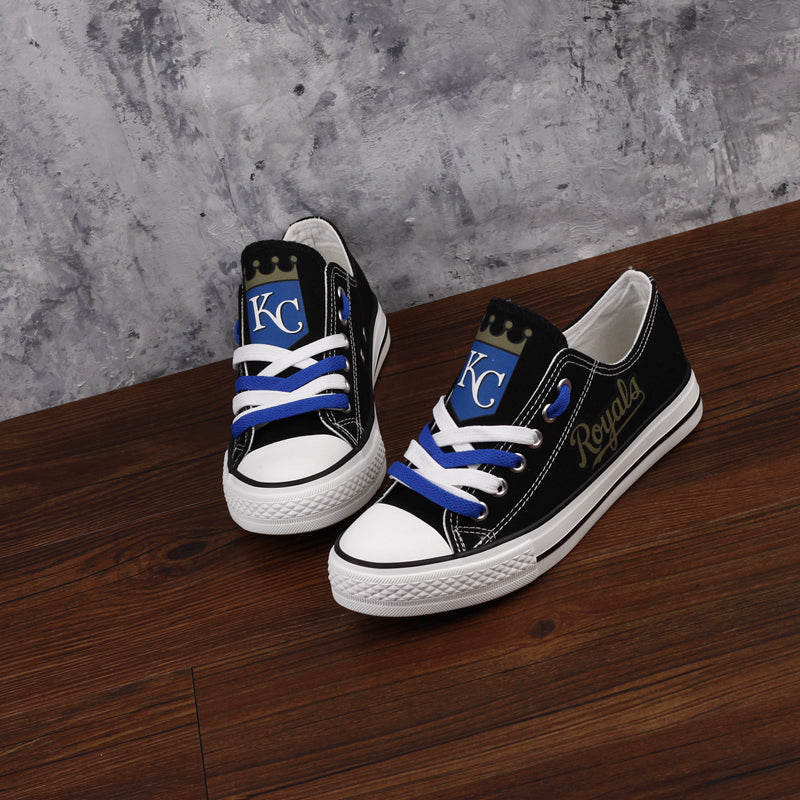 Kansas City Royals Limited Print MLB Baseball Fans Low Top Canvas Shoes Sport Sneakers T-DAC110H
