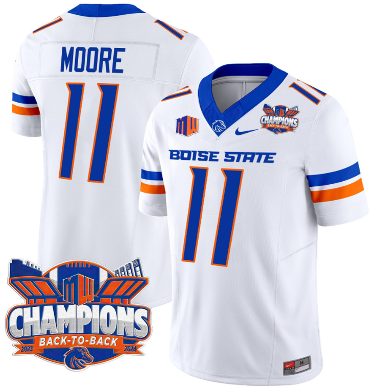 Kellen Moore Jersey #11 Boise State Broncos Back To Back Champions White