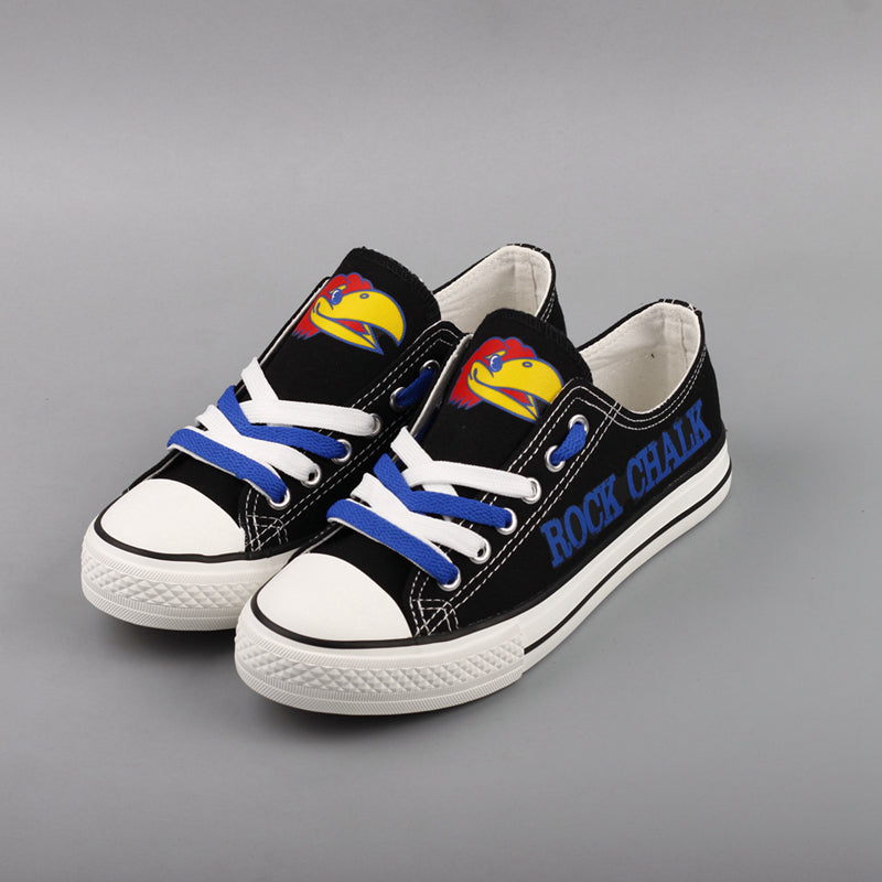 Kansas Jayhawks Limited Print NCAA College Students Low Top Canvas Shoes Sport Sneakers 2