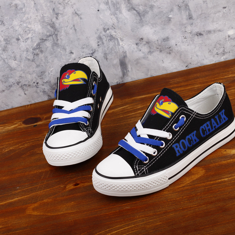Kansas Jayhawks Limited Print NCAA College Students Low Top Canvas Shoes Sport Sneakers 2