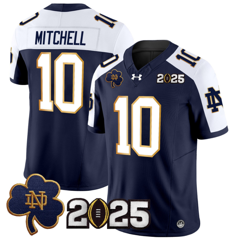 Kris Mitchell Jersey #10 Notre Dame 2025 CFP Final Patch Throwback