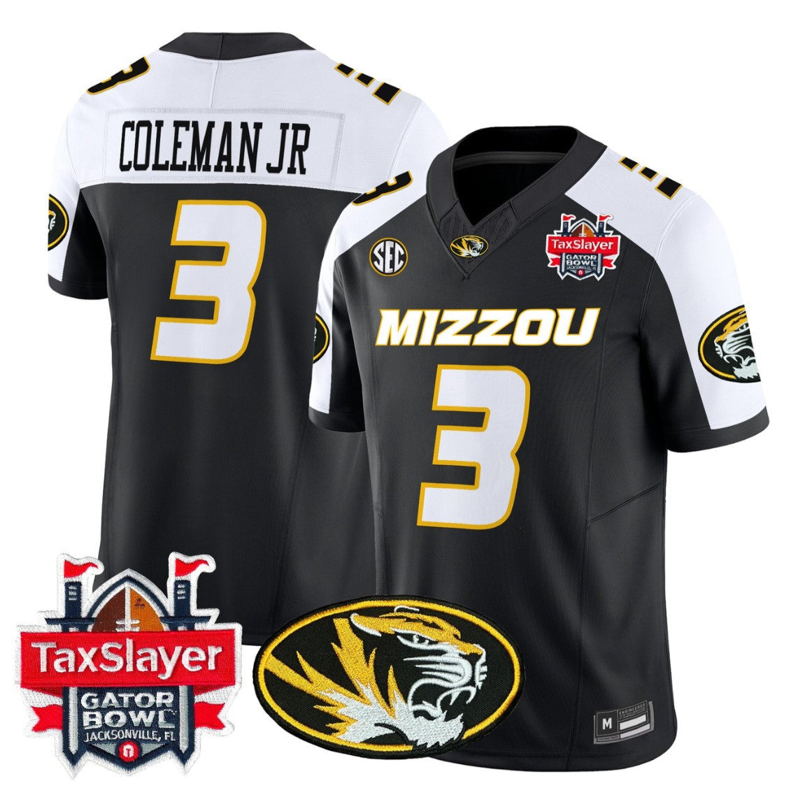 Kevin Coleman Jr Jersey #3 Missouri Tigers 2025 Gator Bowl Vapor Stitched