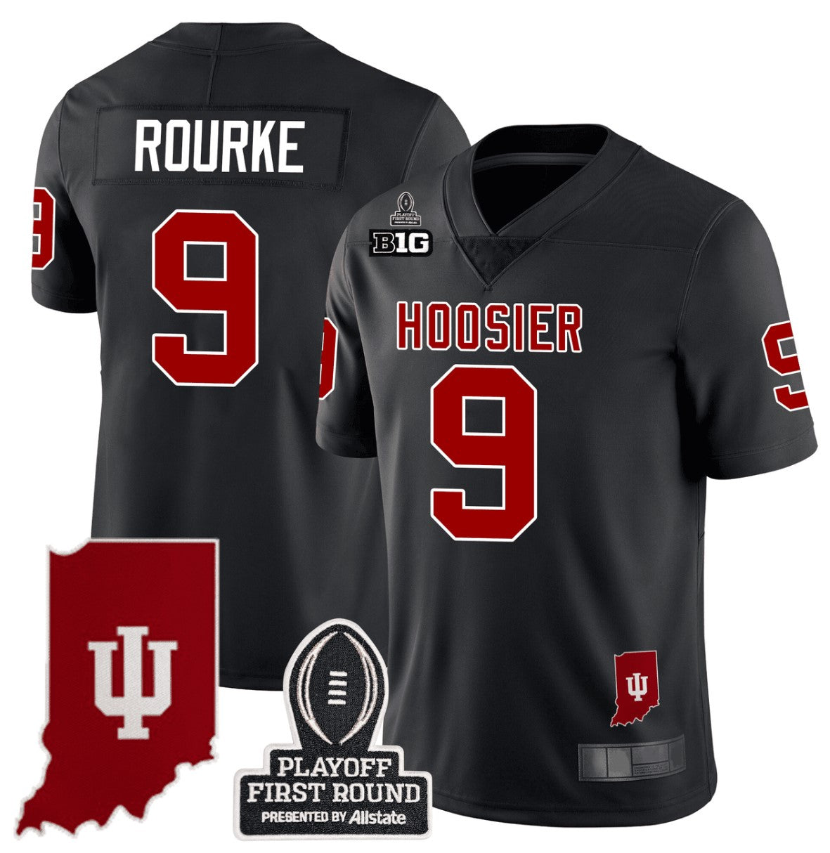 Kurtis Rourke Jersey #9 Indiana Hoosiers CFP First Round Patch Football Black
