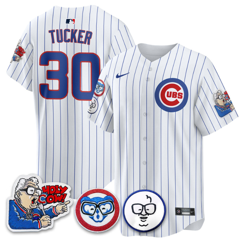 Kyle Tucker Jersey #30 Chicago Cubs Harry Caray Holy Cow Patch Premier Limited Stitched White