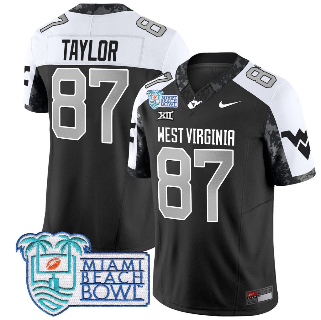 Kole Taylor Jersey #87 West Virginia Mountaineers 2025 Miami Beach Bowl Alternate