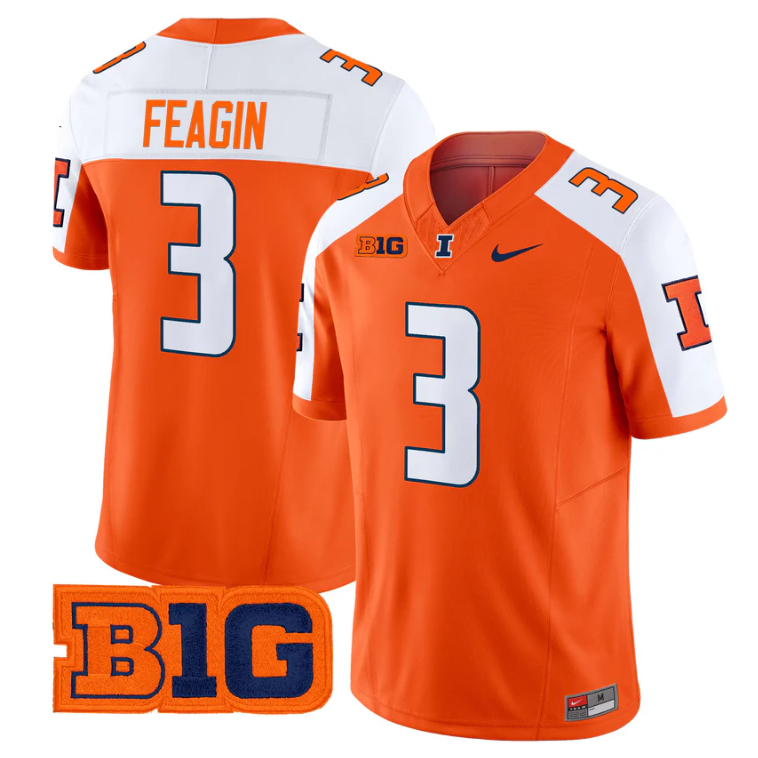 Kaden Feagin Jersey #3 Illinois Fighting Illini 2025 Vapor Stitched